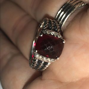 David Yurman Petite Wheaton Ring-Garnet